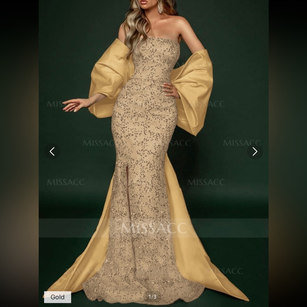 Gold Sparkling Sequin Evening Gown